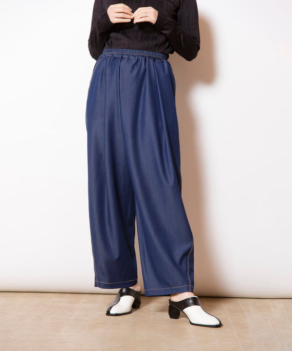 ポリエステルデニムタックパンツ