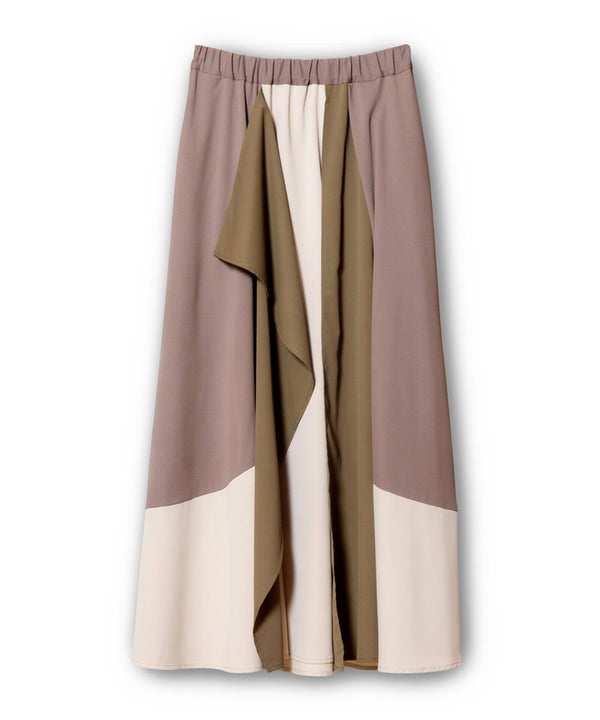 Color-blocked flared skirt