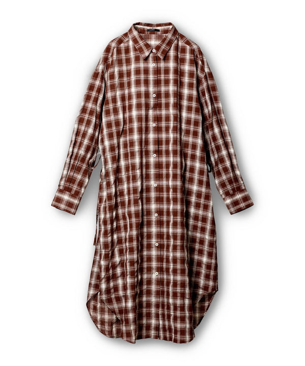 2-way check long shirt blouse