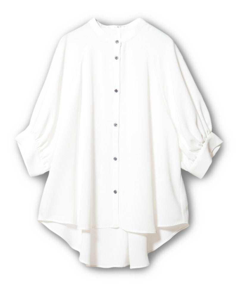 【25ss】Lallia Mu　コットンリネンギャザー変形ブラウス 25ss】Lallia Mu コットンリネンギャザー変形ブラウス IMG_1181-1.jpg