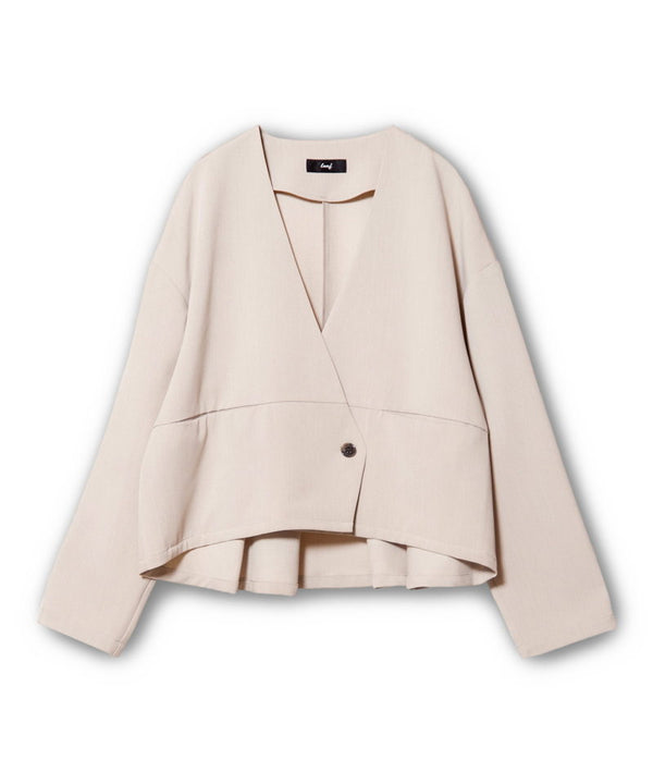 Collarless short jacket
