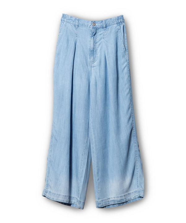 Cellulose Denim Tuck Pants