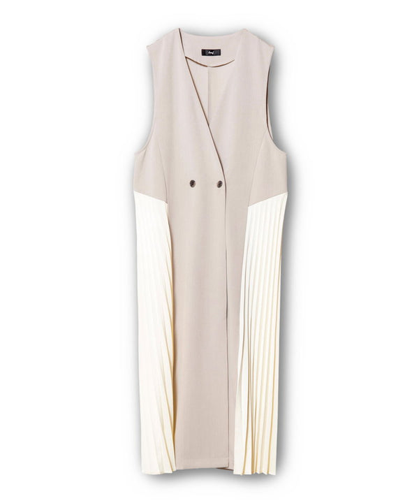 Side pleated gilet dress