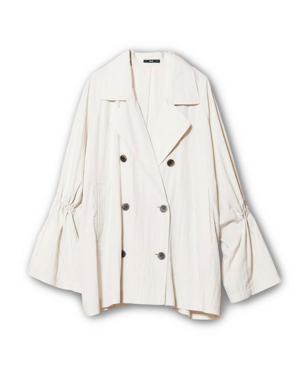 Drawstring short trench coat