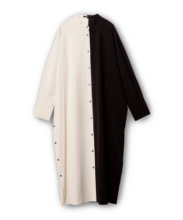 Two-tone button arrangement dress