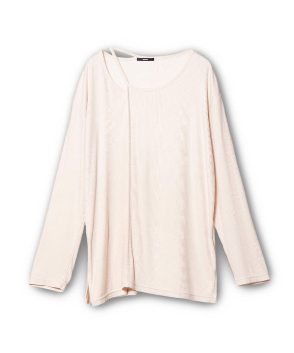アシンメトリーテレコ長袖Tシャツ
