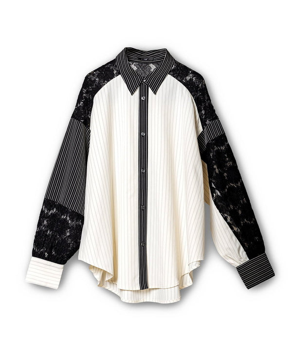 Lace Paneled Shirt Blouse