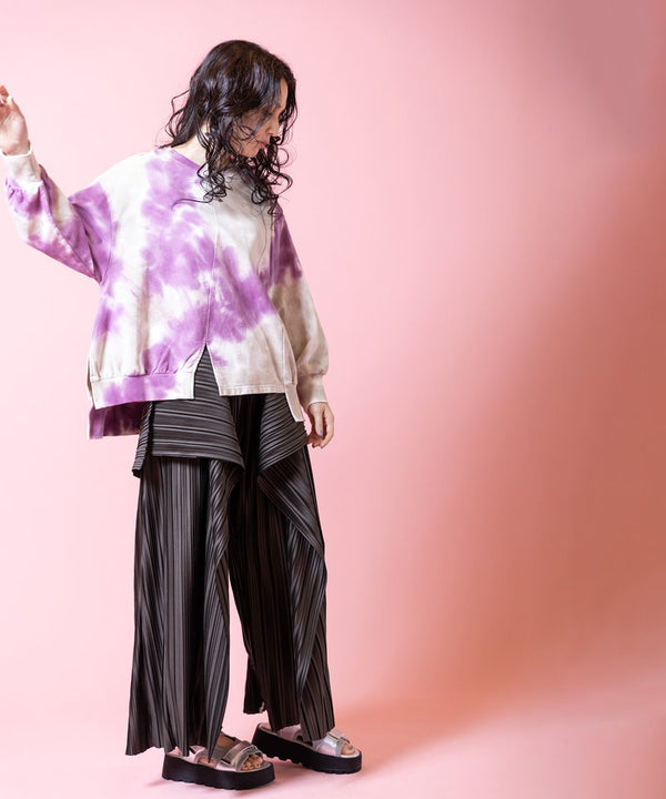 Random pleat cascade pants