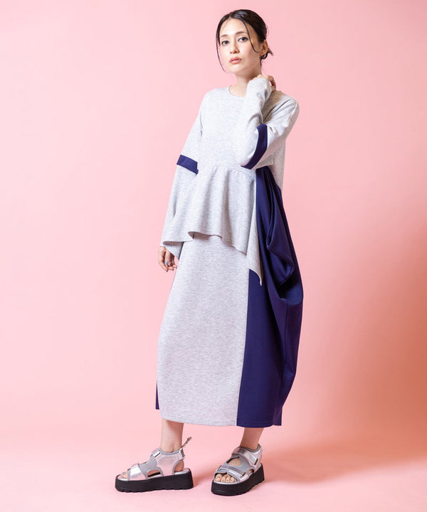 Side drape switching dress