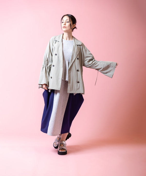 Drawstring short trench coat