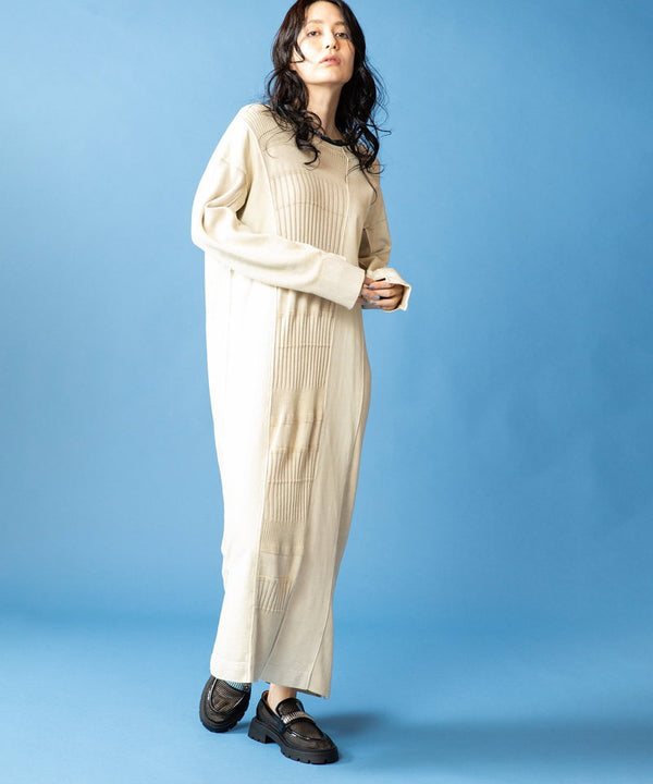 2-way switching RIB knit dress