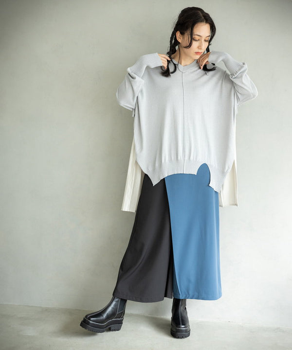 バイカラーラップパンツ
