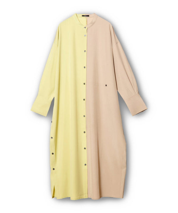 Two-tone button arrangement dress