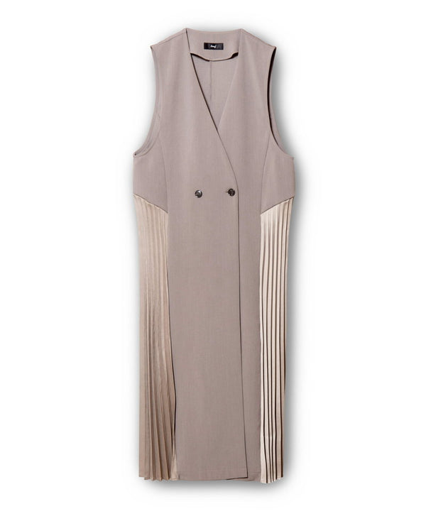 Side pleated gilet dress