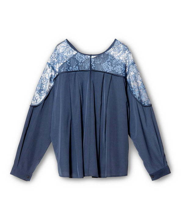 2-way lace switching blouse