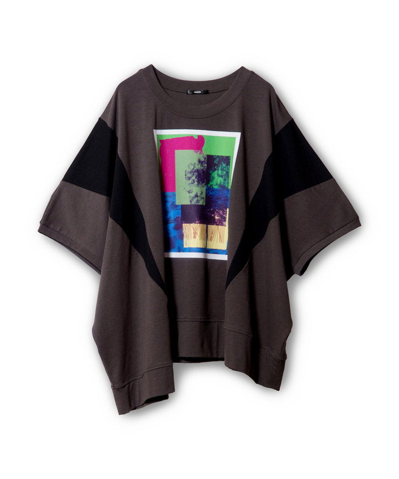 UN3D. アシンメトリック黒Tシャツ ID. OSMOSIS・NO – アシンメトリーグラフィックTシャツ Fサイズ トップス