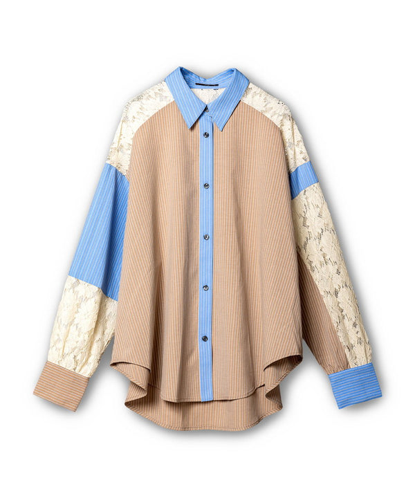 Lace Paneled Shirt Blouse