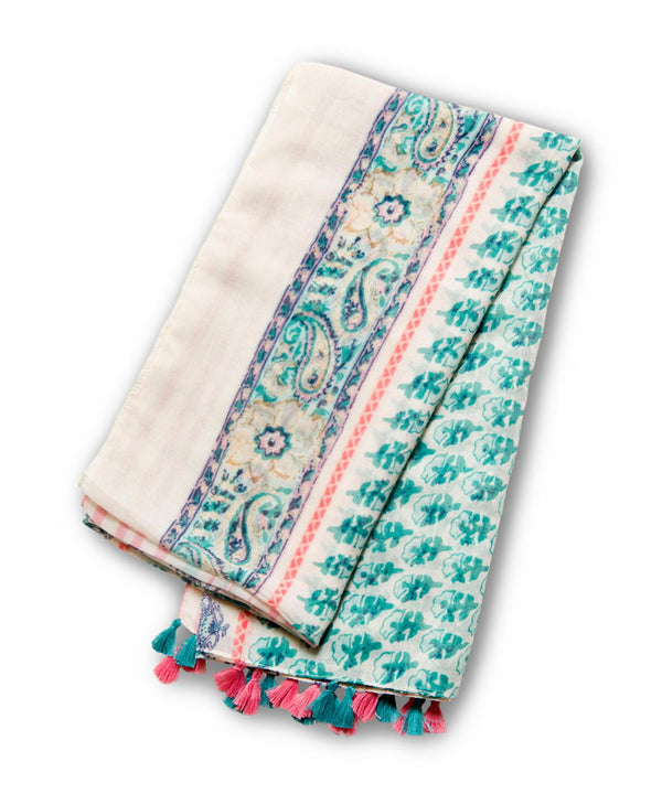 Tassel Hem Print Stole