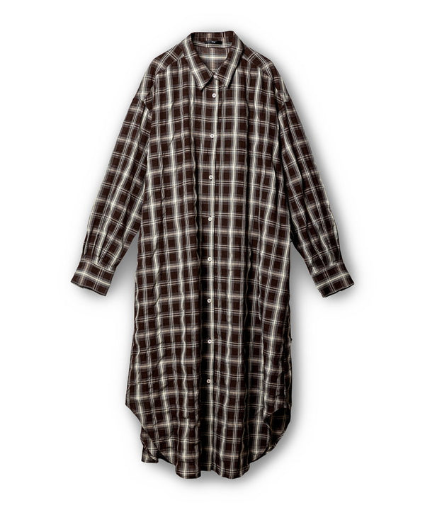 2-way check long shirt blouse