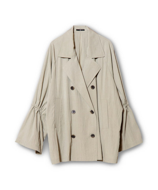 Drawstring short trench coat