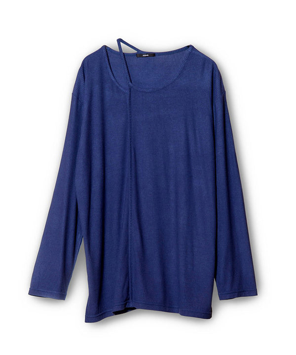 アシンメトリーテレコ長袖Tシャツ