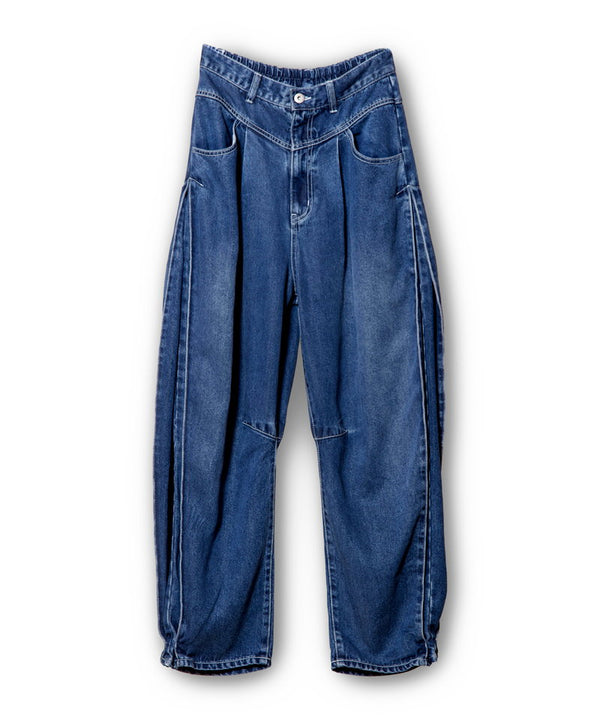 Cellulose Denim Tuck Pants