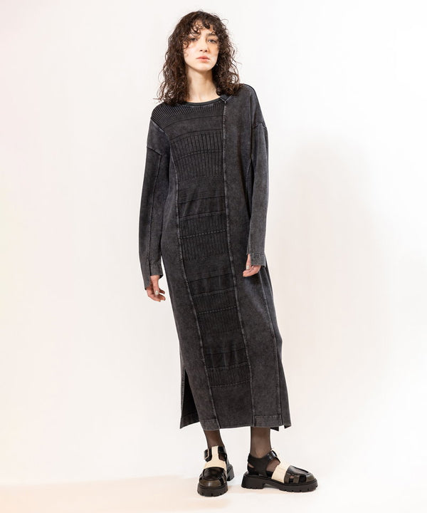 2-way switching RIB knit dress