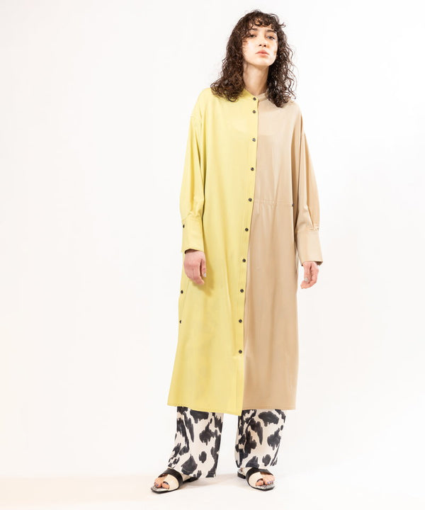 Two-tone button arrangement dress