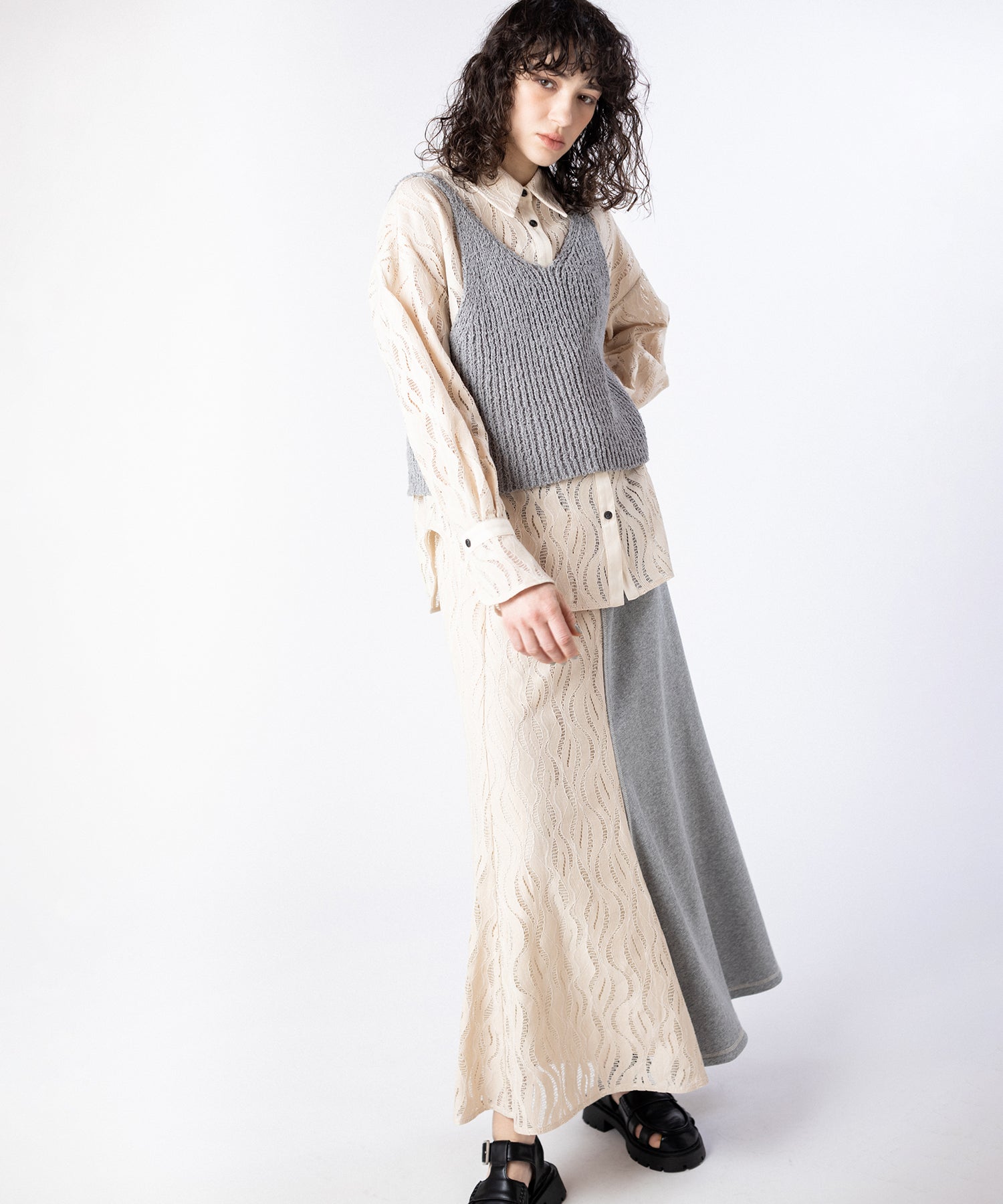 雑誌掲載  styling/ シアーリブニットプルオーバーニットビスチェ CAPRICIEUX LE'MAGE】ビスチェSETシアーニットプルオーバー | OUTLET
