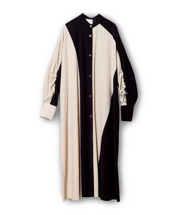 Two-tone gathered sleeve dress