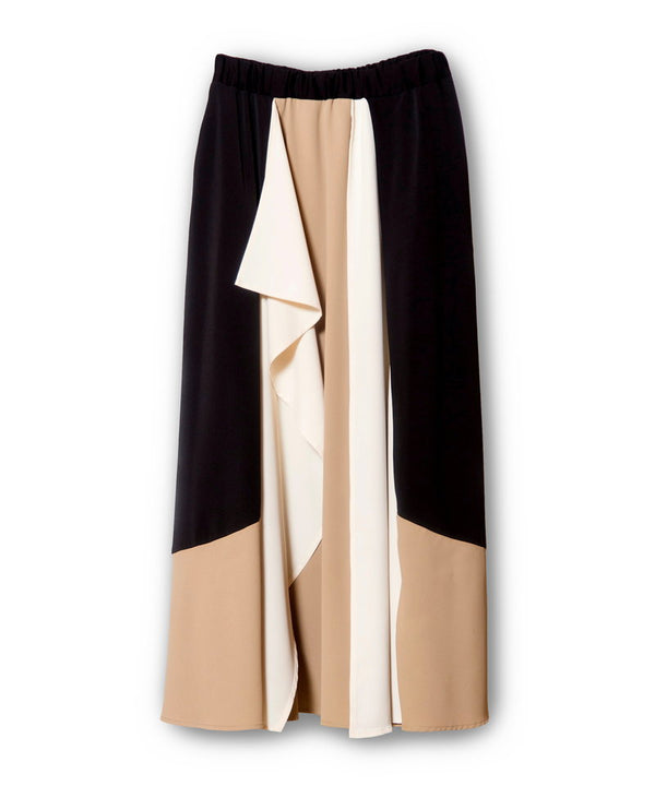 Color-blocked flared skirt