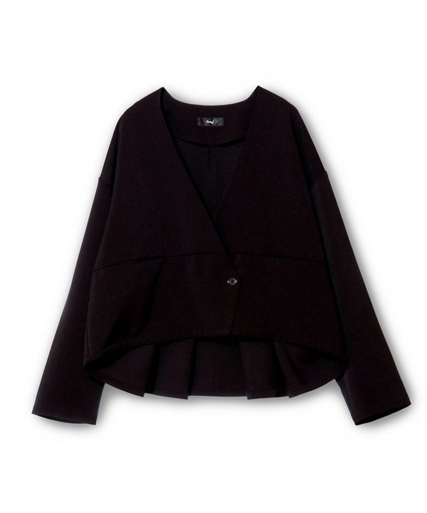 Collarless short jacket