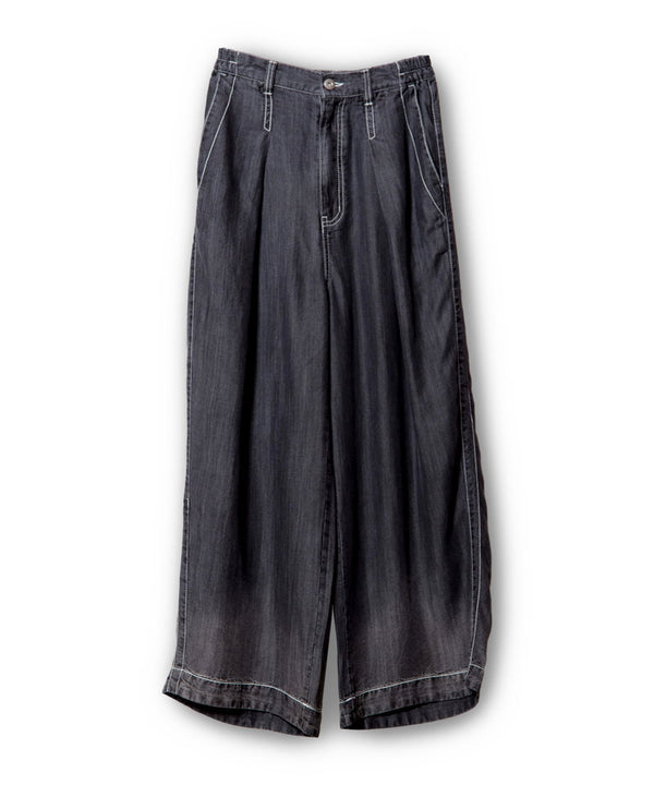 Cellulose Denim Tuck Pants