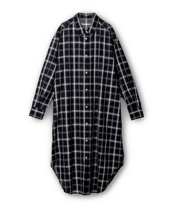 2-way check long shirt blouse
