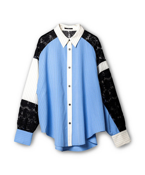 Lace Paneled Shirt Blouse