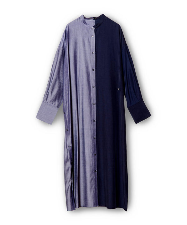 Two-tone button arrangement dress