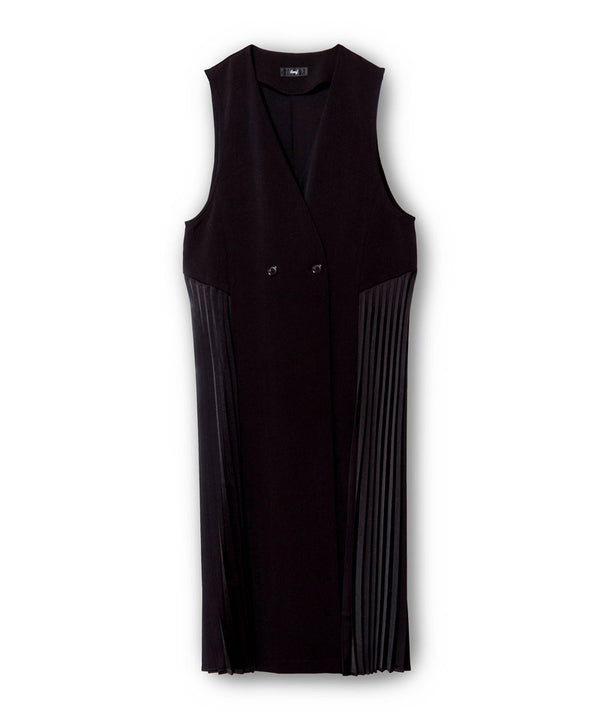 Side pleated gilet dress