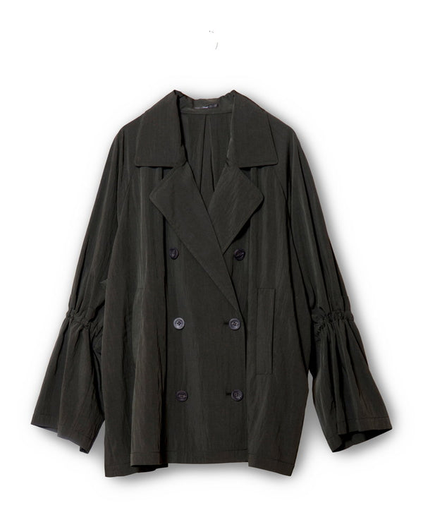 Drawstring short trench coat