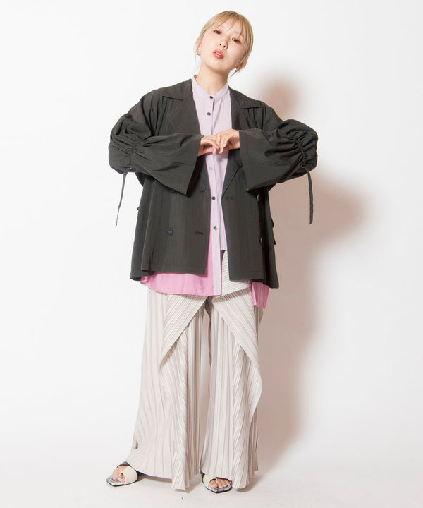 Drawstring short trench coat