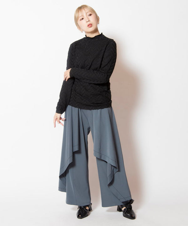 Pintuck high neck T-shirt