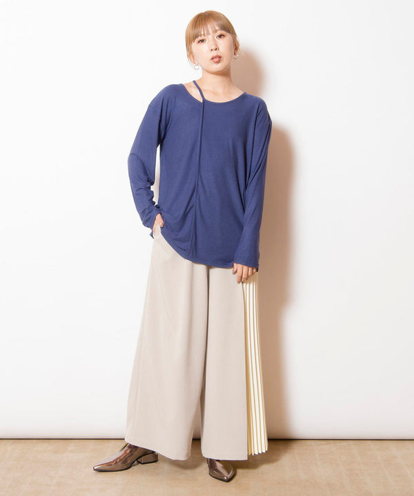 アシンメトリーテレコ長袖Tシャツ