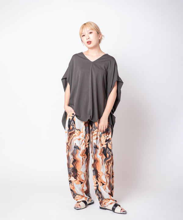 V-neck Side Drape Pullover
