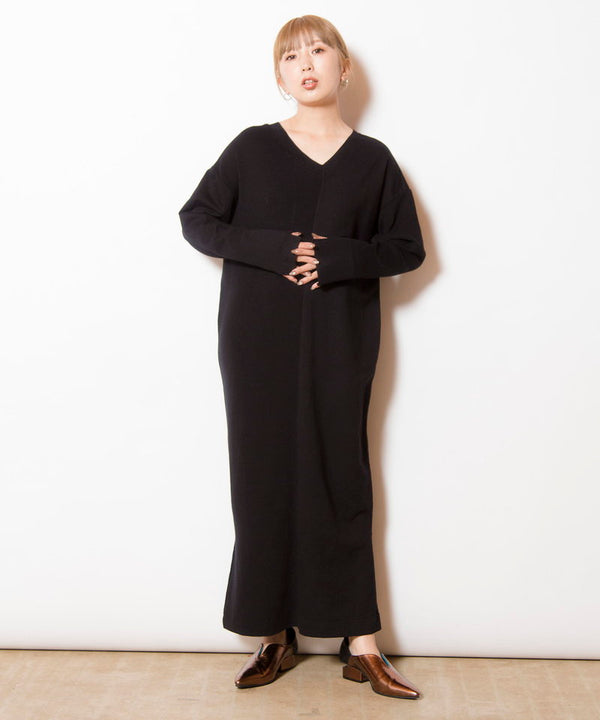 2-way switching RIB knit dress