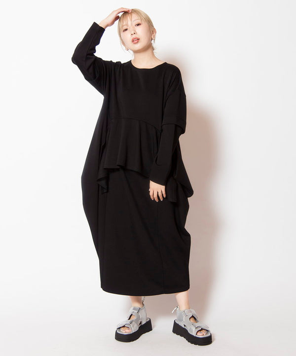 Side drape switching dress
