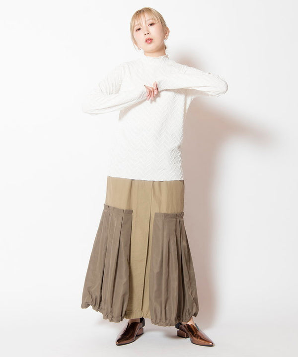 Pintuck high neck T-shirt