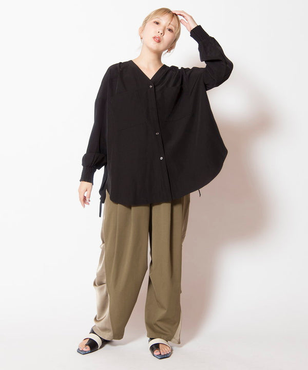 Drawstring hem oversized shirt