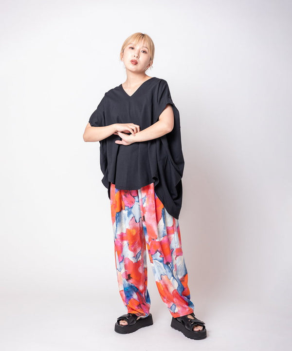 V-neck Side Drape Pullover
