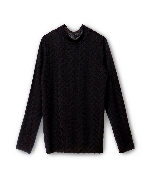 Pintuck high neck T-shirt