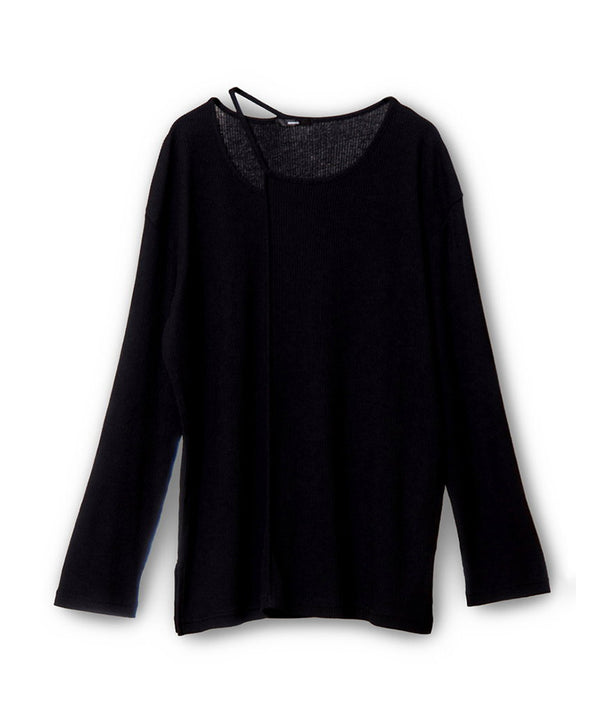アシンメトリーテレコ長袖Tシャツ