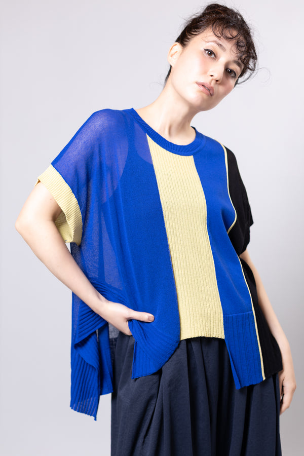 Colorblock Asymmetrical Knit Pullover